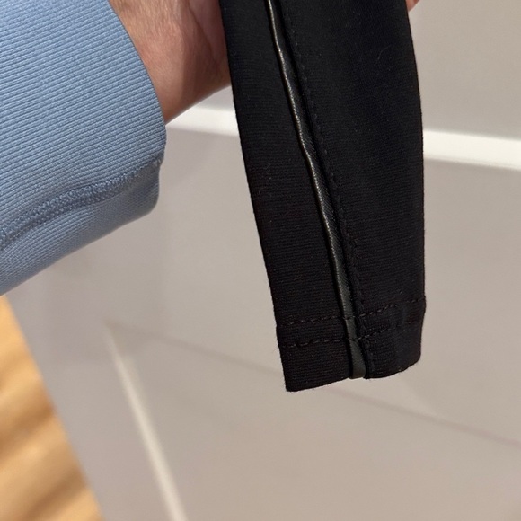 LOFT High Rise Black Tuxedo Faux Leather Edged Leggings - Picture 5 of 8